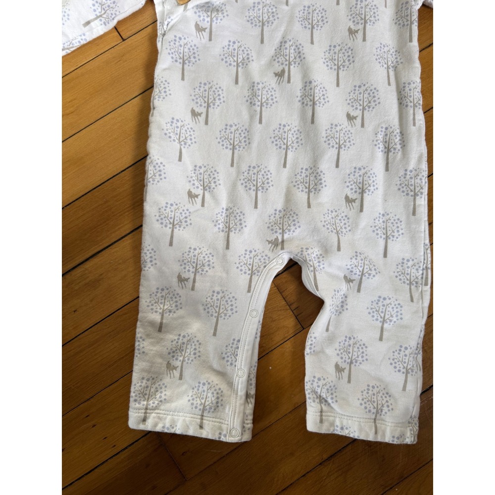 Feather Baby hooded with bear ears one piece trees and deer print cotton - Picture 3 of 6